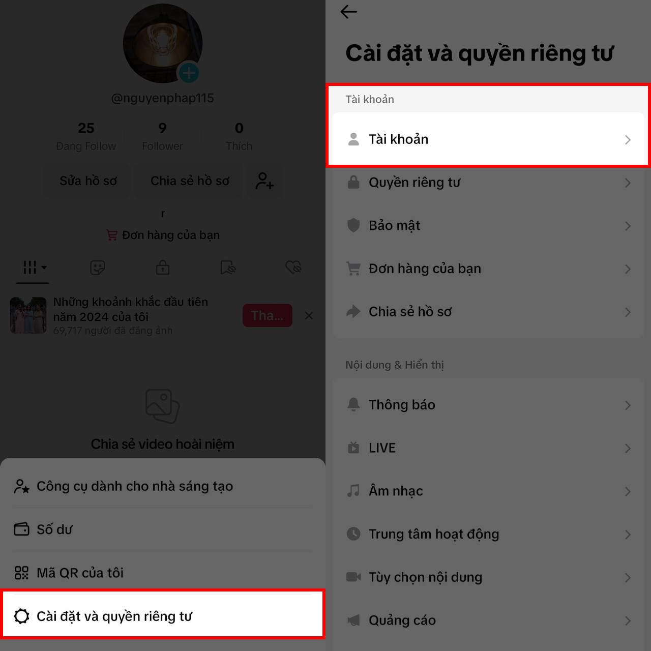 Cách khóa tài khoản TikTok bằng passkey