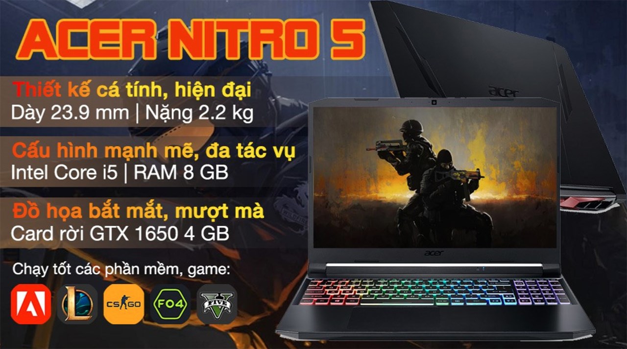 Acer Nitro giảm đến 7.8 triệu, giá chỉ từ 15.99 triệu đồng, trả góp 0% Acer Nitro giảm đến 7.8 triệu, giá chỉ từ 15.99 triệu đồng, trả góp 0%