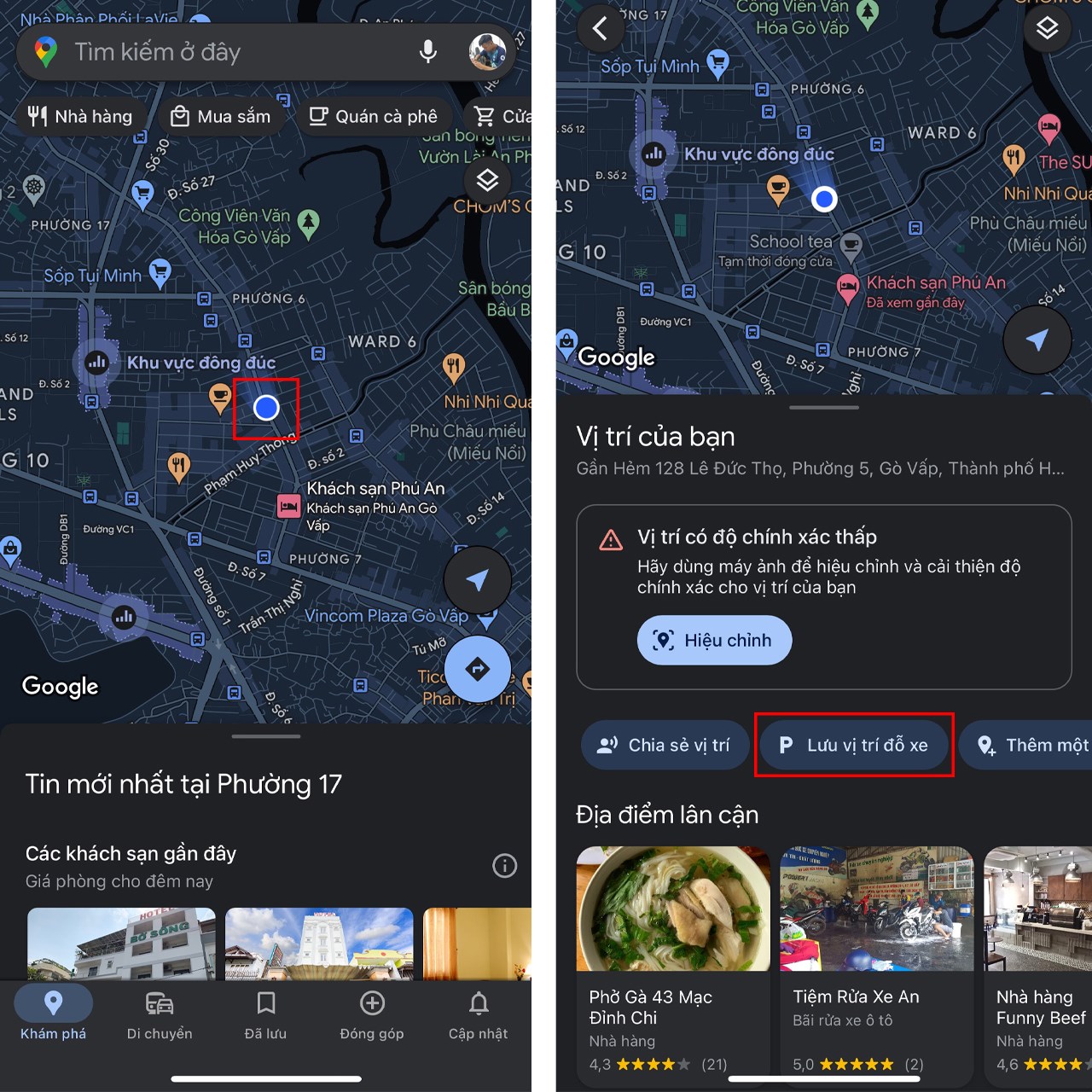 Cách lưu vị trí đổ xe bằng Google Maps