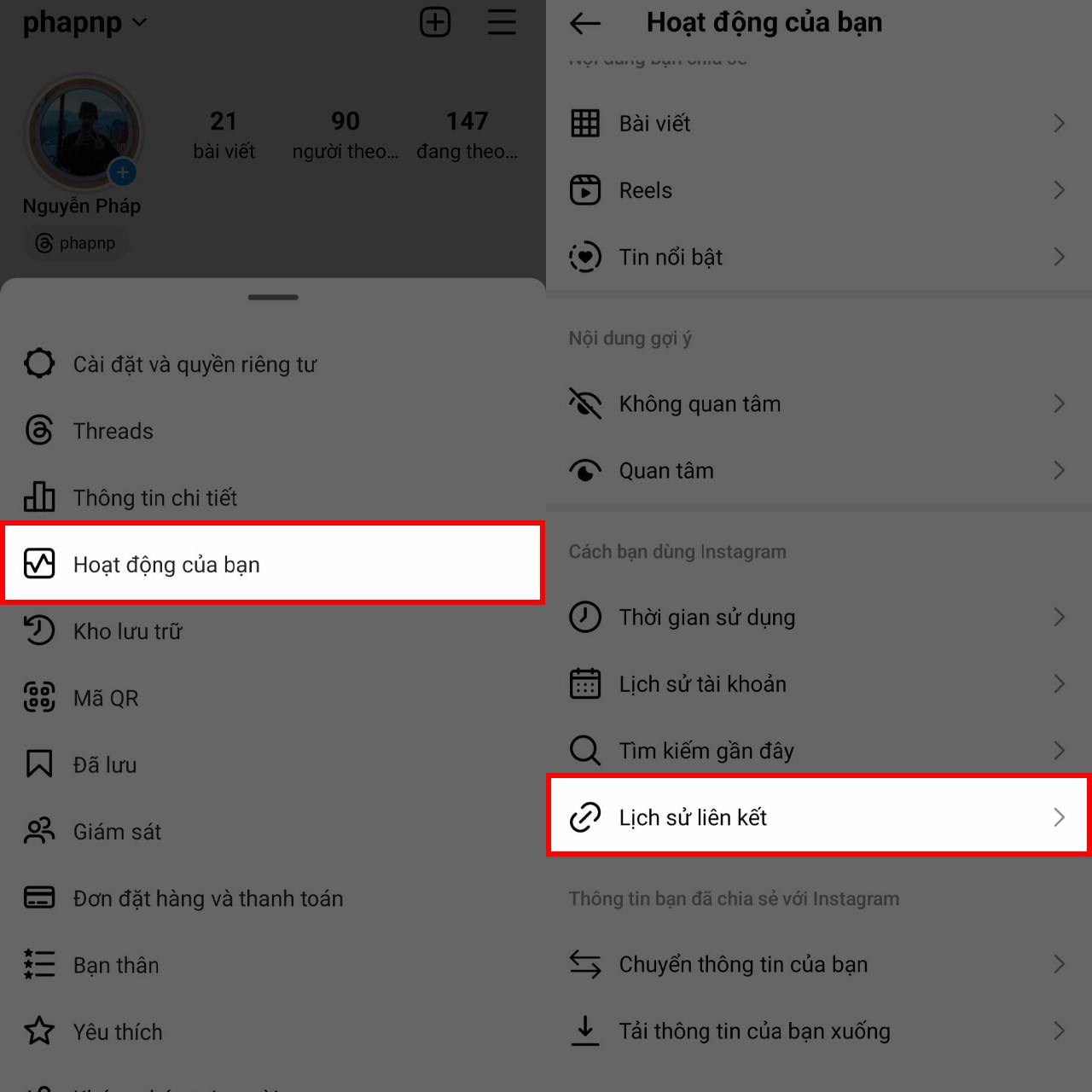 Cách xem lịch sử liên kết Instagram Cách xem lịch sử liên kết Instagram