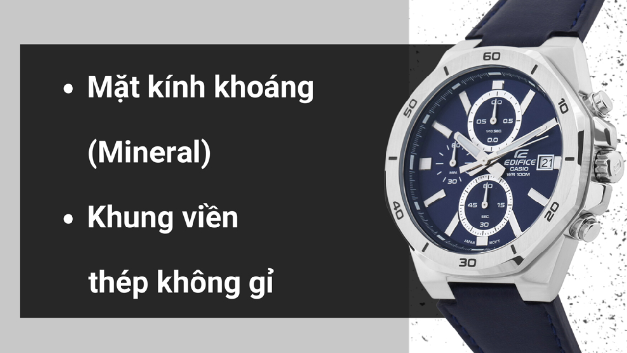 8. Đồng hồ EDIFICE CASIO 44.3 mm Nam EFV-640L-2AVUDF