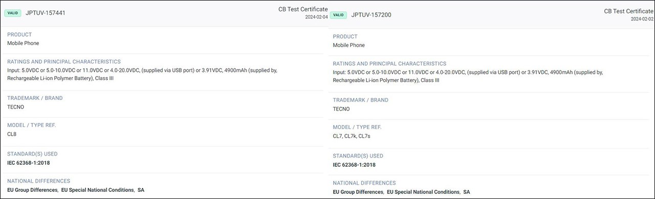 Thông số pin và sạc của Tecno Camon Premier 5G được phát hiện trên trang chứng nhận TUV Thông số pin và sạc của Tecno Camon Premier 5G được phát hiện trên trang chứng nhận TUV
