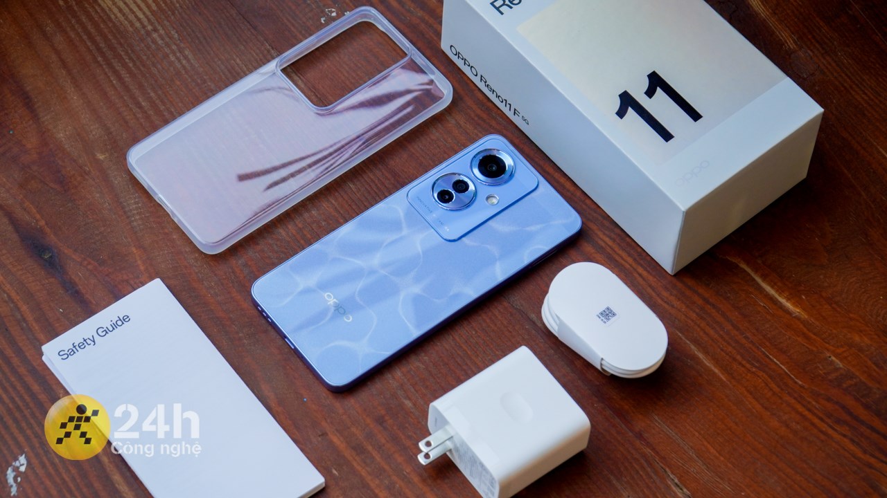 Bên trong hộp đựng OPPO Reno11 F 5G có đầy đủ những món phụ kiện cần thiết. Bên trong hộp đựng OPPO Reno11 F 5G có đầy đủ những món phụ kiện cần thiết.