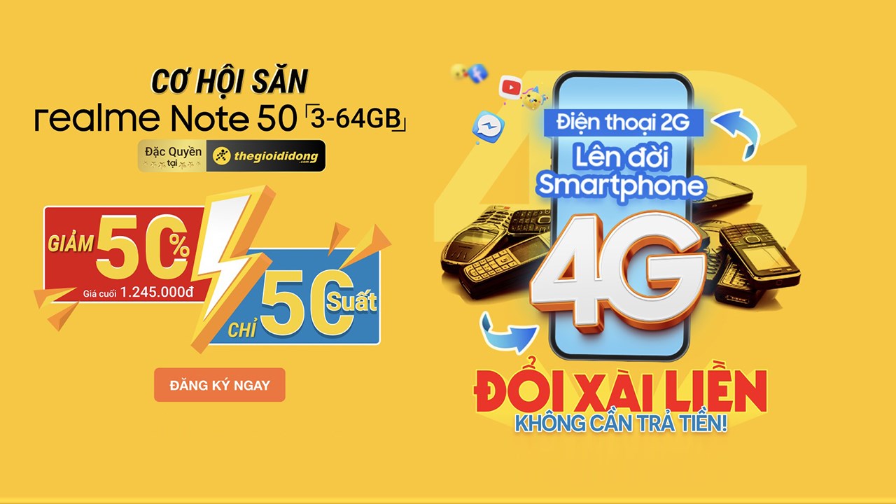 50 suất giảm 50% cho realme Note 50, chỉ còn 1.245.000 đồng 50 suất giảm 50% cho realme Note 50, chỉ còn 1.245.000 đồng