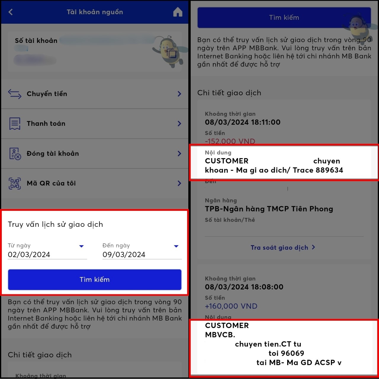 Cách tra cứu mã giao dịch trên MB Bank