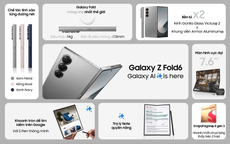 Samsung Z Fold6 với nhiều tính năng vượt trội Samsung Z Fold6 với nhiều tính năng vượt trội