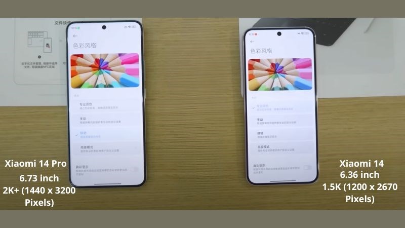 Xiaomi 14 và Xiaomi 14 Pro khác biệt về kích thước màn hình và độ phân giải