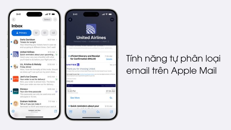 Tính năng tự phân loại email trên Apple Mail