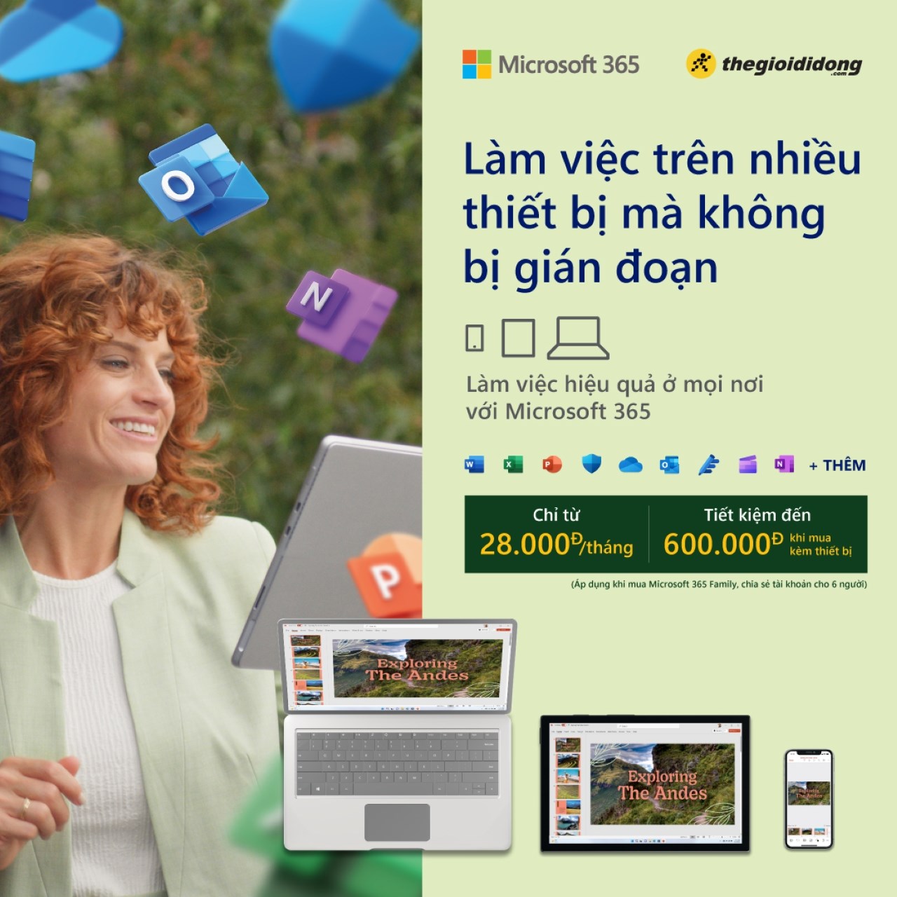 VỚI MICROSOFT 365, HỌC TẬP VÀ LÀM VIỆC NĂNG SUẤT VỚI GIÁ CHỈ TỪ 20,000Đ/THÁNG