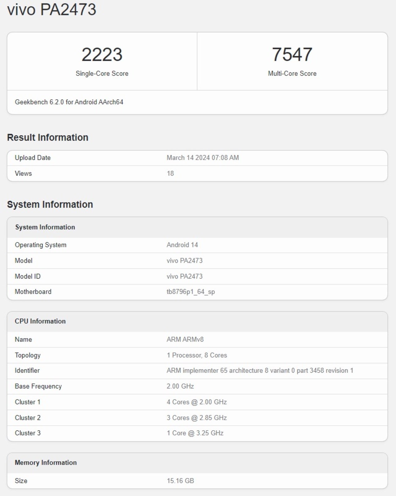 Thông tin về Vivo Pad 3 Pro trên Geekbench Thông tin về Vivo Pad 3 Pro trên Geekbench