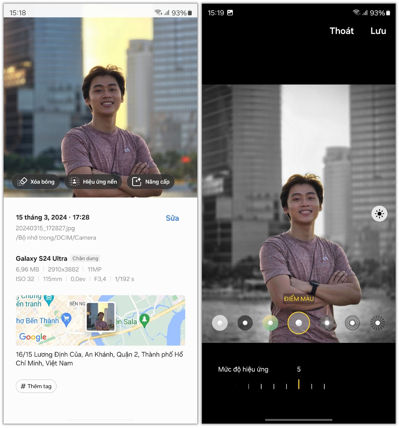 Photo Assist của Galaxy S24 Ultra giúp mình dễ dàng thay đổi hiệu ứng nền ở ảnh chụp chân dung xóa phông. Photo Assist của Galaxy S24 Ultra giúp mình dễ dàng thay đổi hiệu ứng nền ở ảnh chụp chân dung xóa phông.