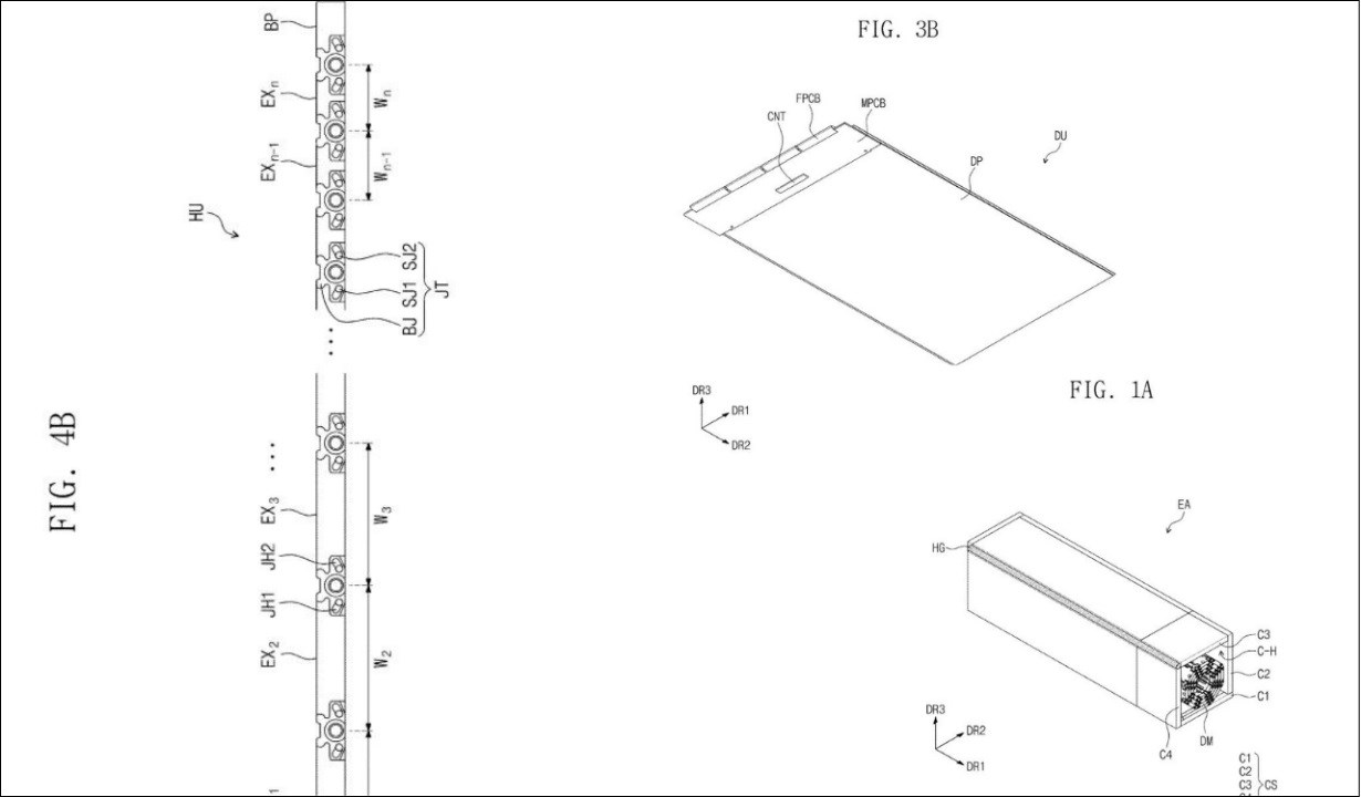 Các bản vẽ mô tả thiết bị ở trạng thái đóng, mở một phần, và mở hoàn toàn