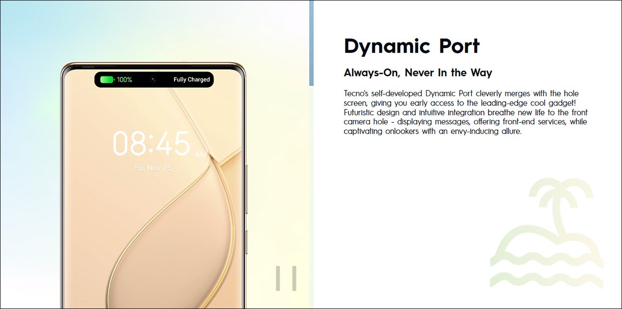 Dynamic Port là điểm nhấn của Tecno Spark 20 Pro Plus