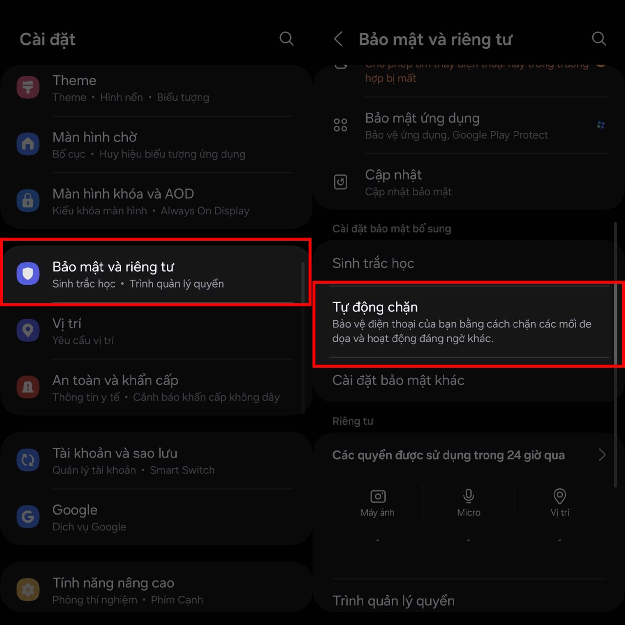Hướng dẫn cách bật tự động chặn trên Galaxy A55 Hướng dẫn cách bật tự động chặn trên Galaxy A55
