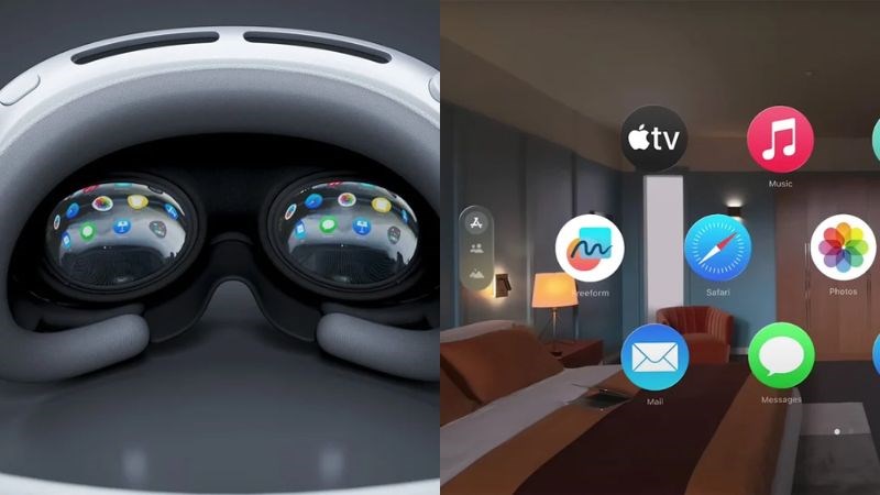 Giao diện khi hiển thị của Apple Vision Pro Giao diện khi hiển thị của Apple Vision Pro