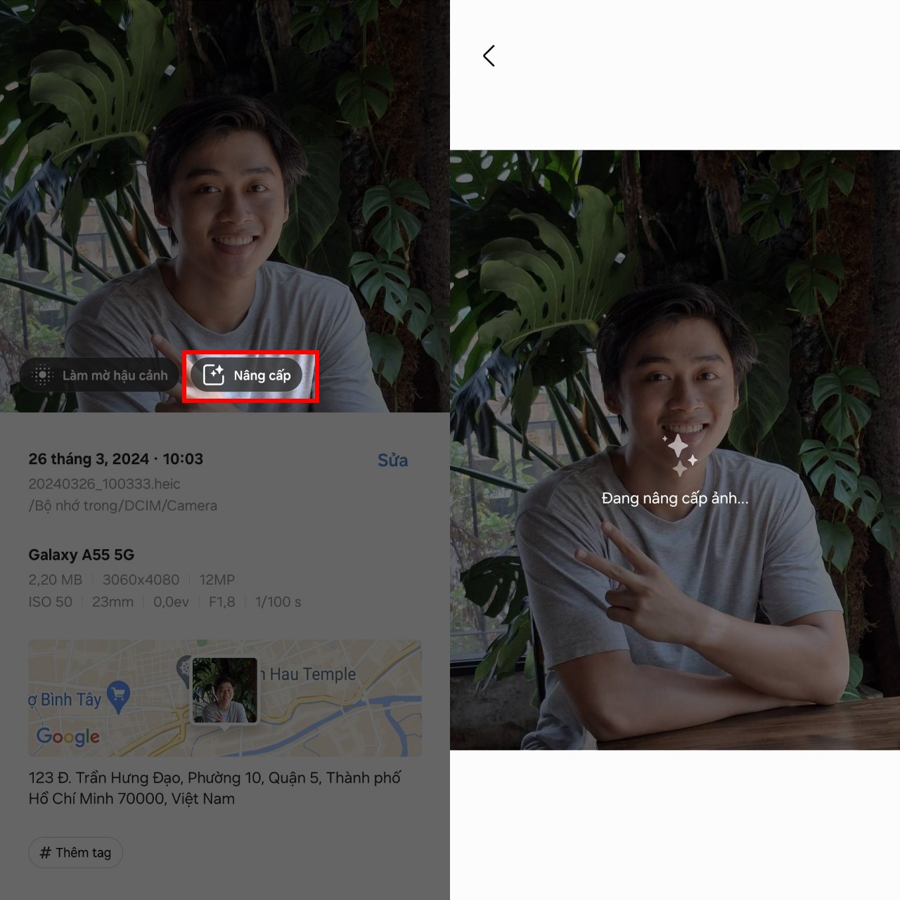 Cách sử dụng nâng cấp ảnh trên Galaxy A55 Cách sử dụng nâng cấp ảnh trên Galaxy A55