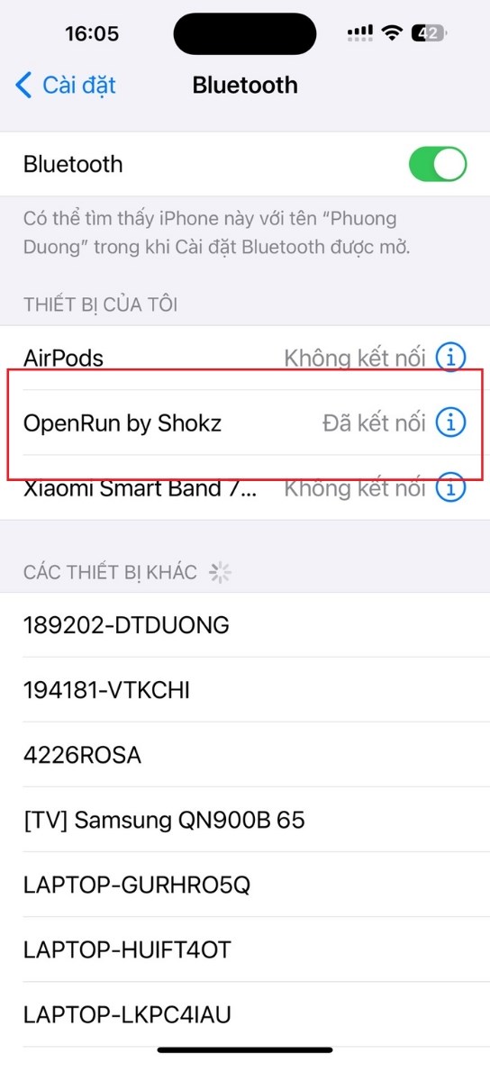 Hoàn thành kết nối OpenRun với iPhone