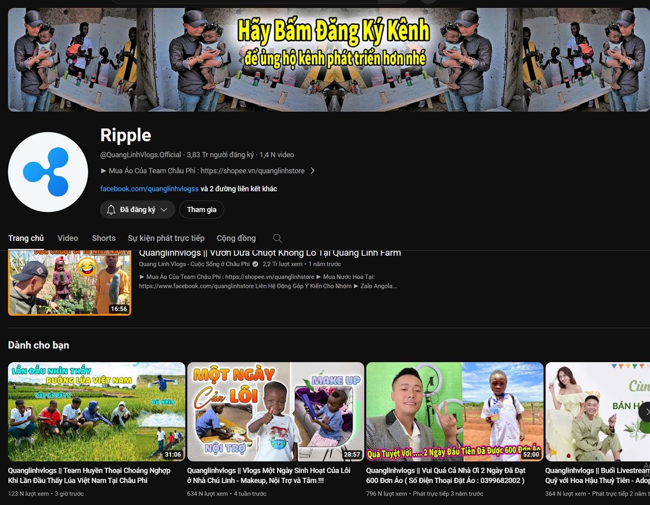 Kênh YouTube Quang Linh Vlogs bị chiếm quyền kiểm soát, đổi tên và ảnh đại diện thành một loại tiền số Kênh YouTube Quang Linh Vlogs bị chiếm quyền kiểm soát, đổi tên và ảnh đại diện thành một loại tiền số