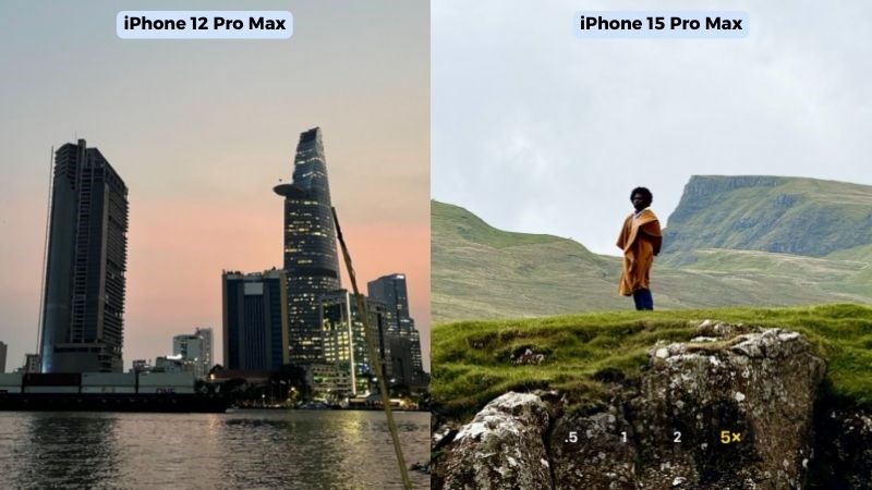 Hình chụp từ iPhone 12 Pro Max và iPhone 15 Pro Max