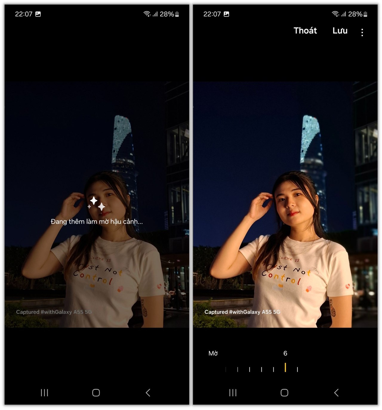 Mình cũng có thể làm mờ hậu cảnh trong ảnh chụp chân dung với sự trợ giúp từ Photo Remaster của Galaxy A55 5G. Mình cũng có thể làm mờ hậu cảnh trong ảnh chụp chân dung với sự trợ giúp từ Photo Remaster của Galaxy A55 5G.