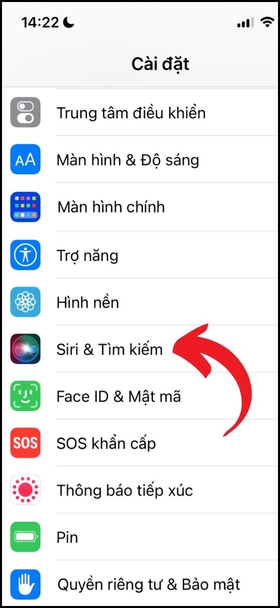 Chọn Siri & Tìm kiếm