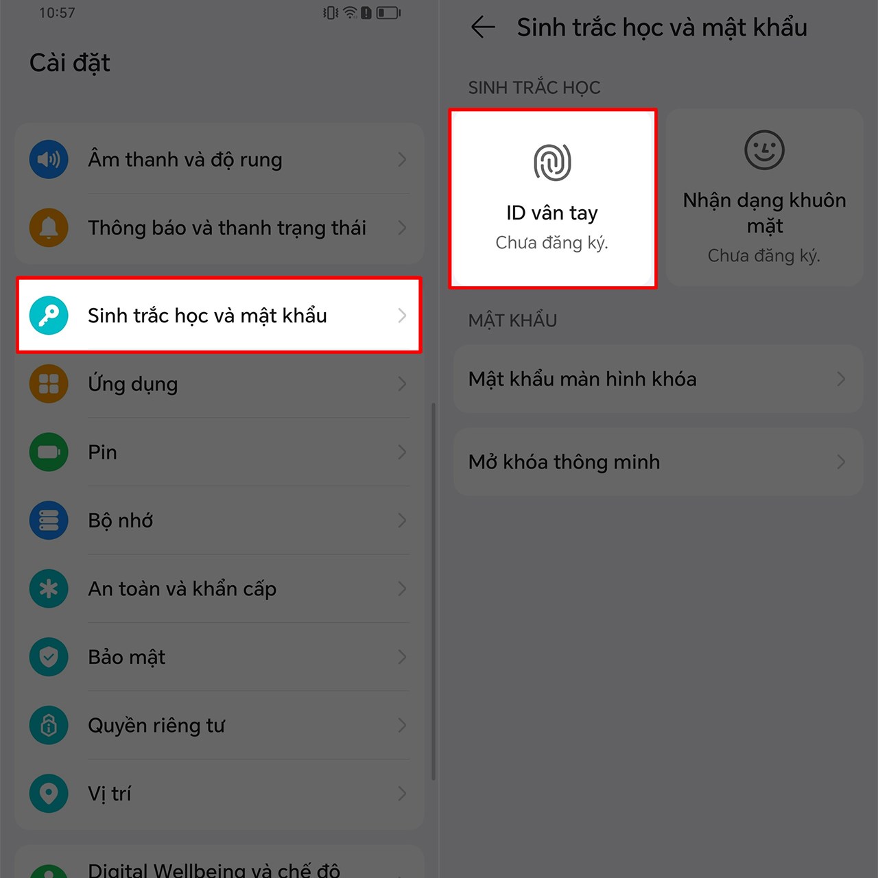 cách cài đặt mở khóa bằng vân tay trên HONOR X7b