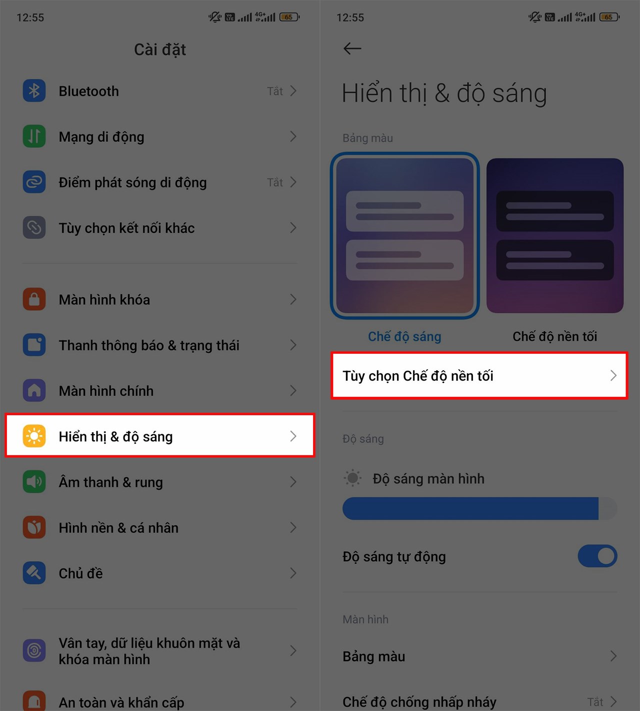 Cách chỉnh chế độ tối cho từng ứng dụng trên Xiaomi