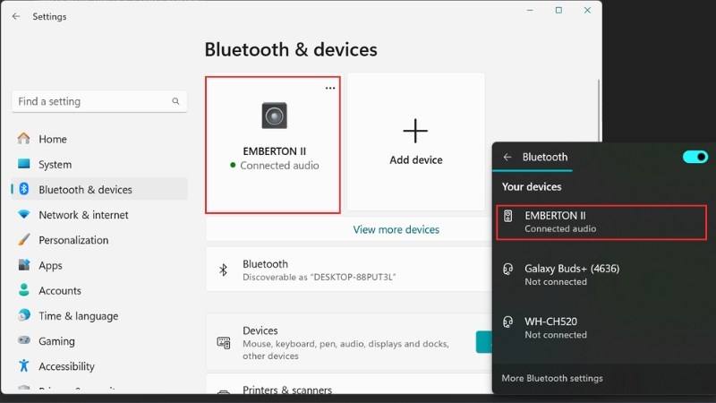 Kết nối thành công laptop với loa Marshall Emberton II