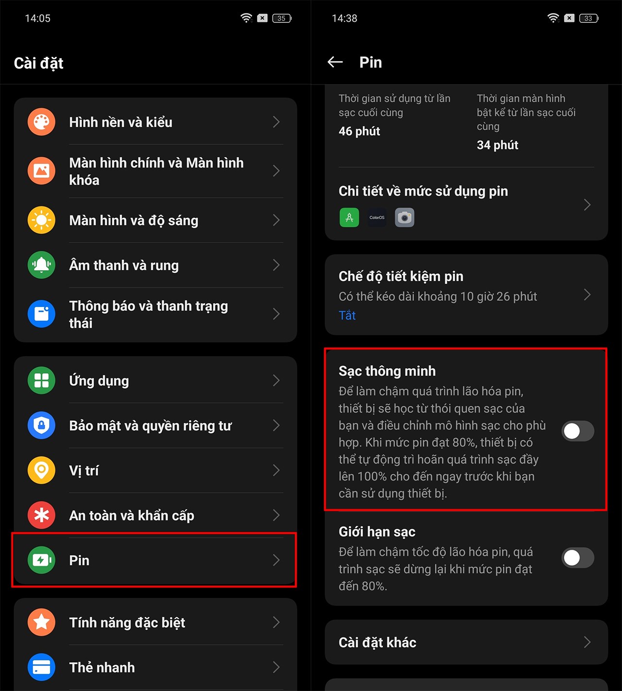 Cách bật sạc thông minh trên OPPO Reno12 F Cách bật sạc thông minh trên OPPO Reno12 F