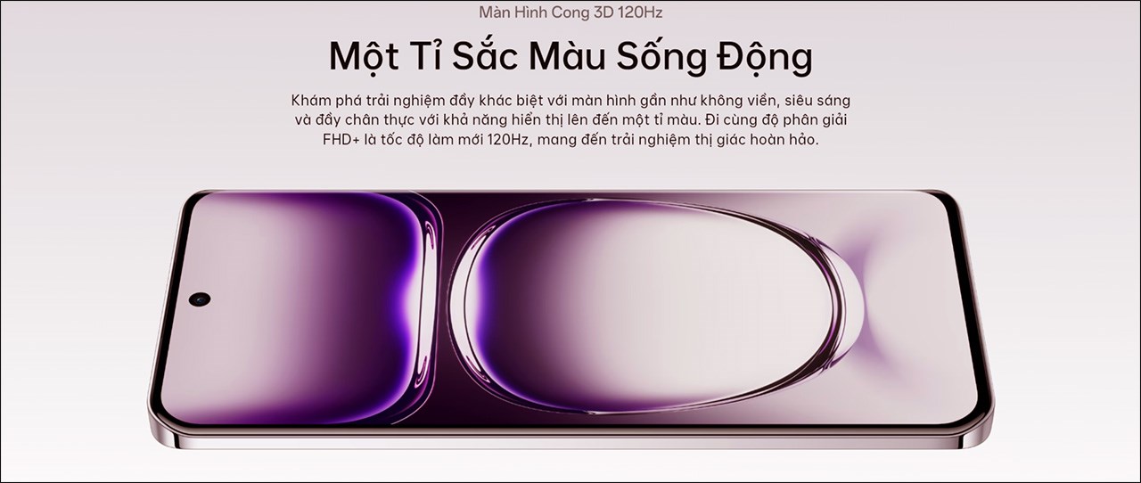 Màn hình cong 3D sống động trên OPPO Reno12 