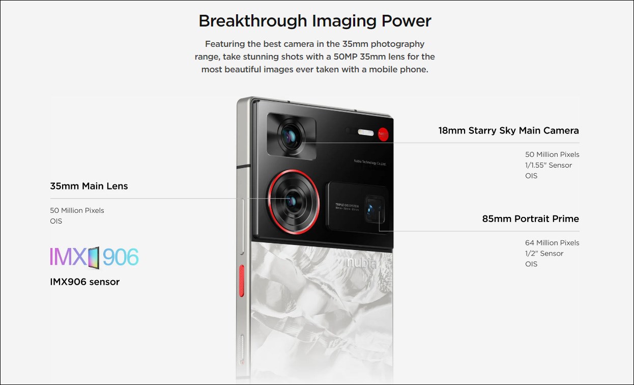 Hệ thống camera trên Nubia Z60 Ultra Leading Version Hệ thống camera trên Nubia Z60 Ultra Leading Version