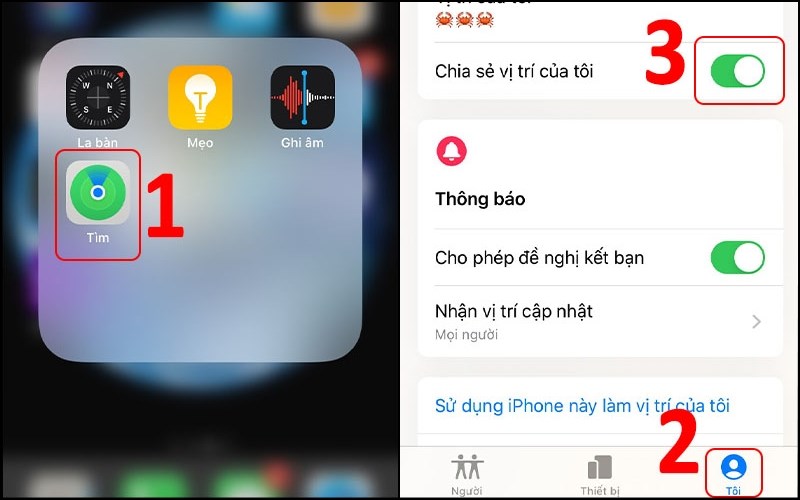 Bật chia sẻ vị trí