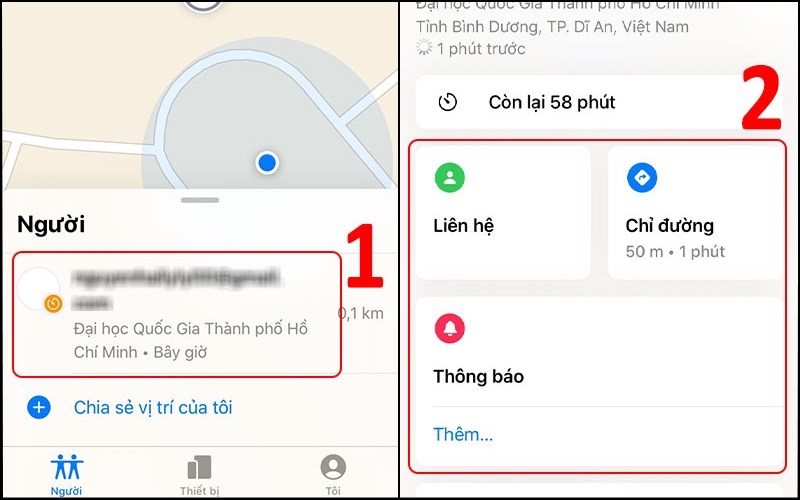 Thiết bị B tìm thiết bị A