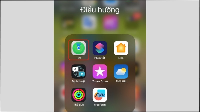 Truy cập vào ứng dụng Tìm