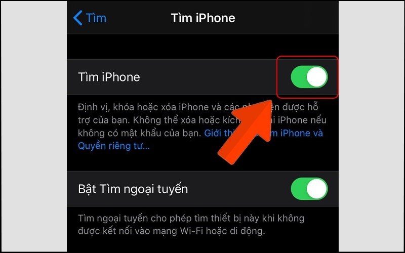 Bật tính năng Tìm iPhone