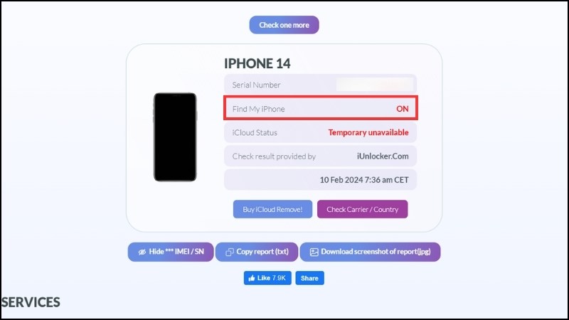 Tìm điện thoại ở trạng thái On (Bật) thì thiết bị của bạn bị dính iCloud ẩn Tìm điện thoại ở trạng thái On (Bật) thì thiết bị của bạn bị dính iCloud ẩn