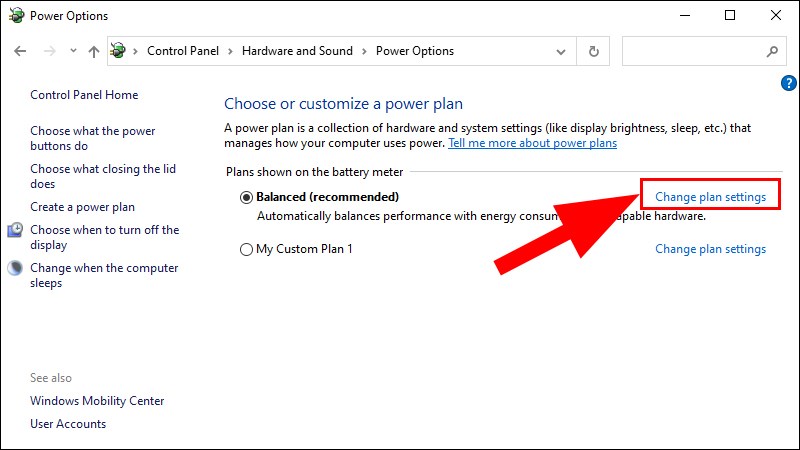 Chọn Change plan settings