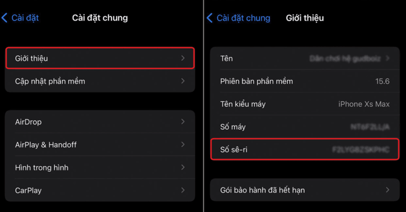 , Chọn vào số sê-ri