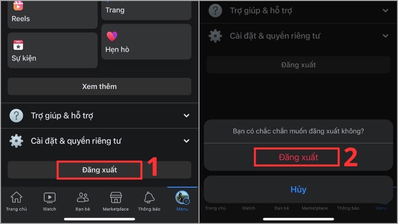 Lựa chọn Log Out (Đăng xuất) ở tab Menu nằm trong dải công cụ dưới cùng của màn hình Lựa chọn Log Out (Đăng xuất) ở tab Menu nằm trong dải công cụ dưới cùng của màn hình