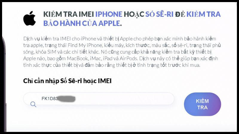 Nhập số Sê-ri hoặc IMEI