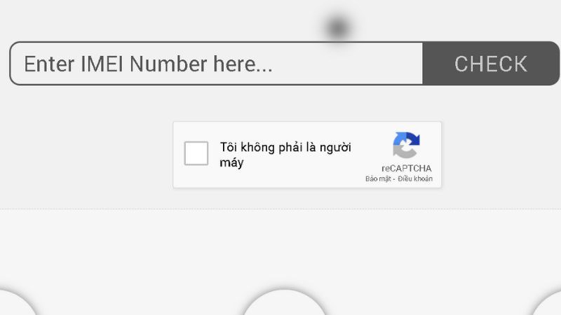 Giao diện nhập mã IMEI của trang web