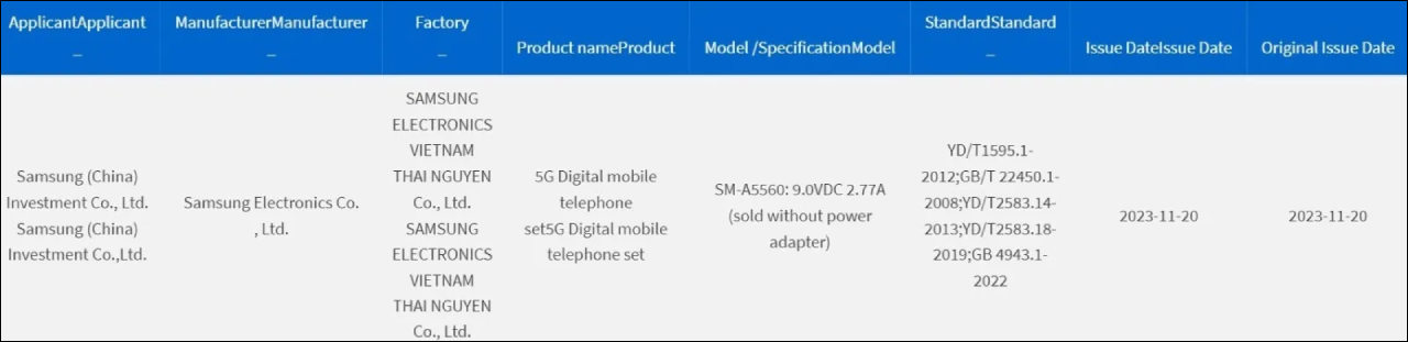 Chứng nhận uy tín xác nhận sự tồn tại của Galaxy A55 5G Chứng nhận uy tín xác nhận sự tồn tại của Galaxy A55 5G