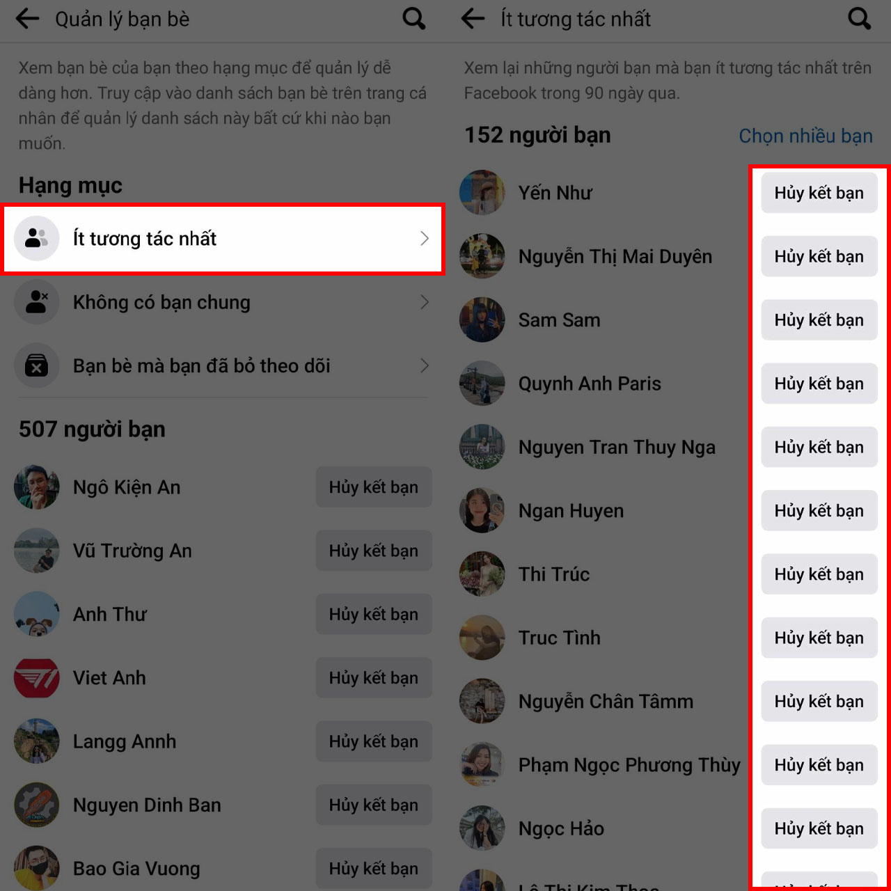 Cách lọc bạn bè ít tương tác Facebook