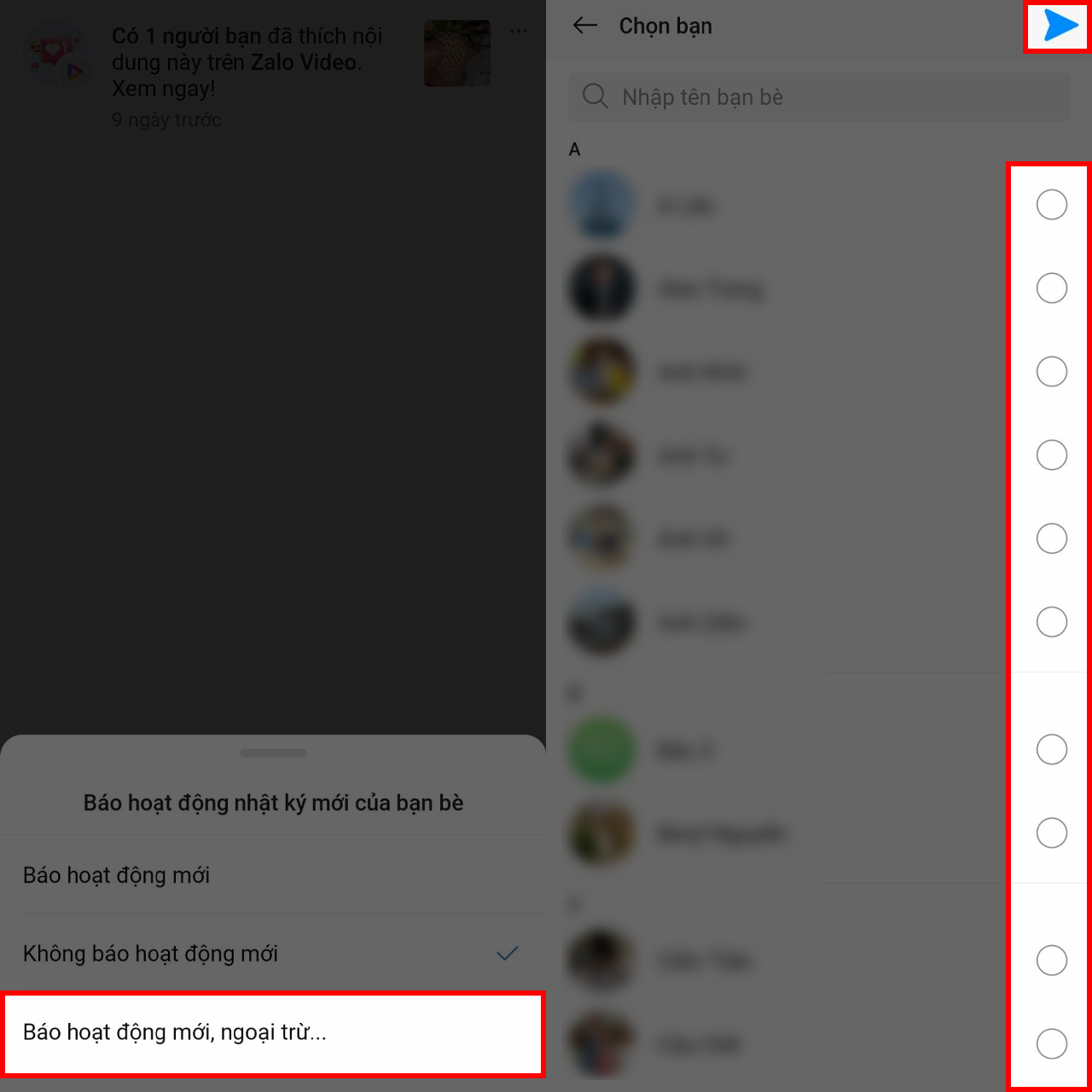 Cách tắt thông báo hoạt động mới của bạn bè Zalo Cách tắt thông báo hoạt động mới của bạn bè Zalo
