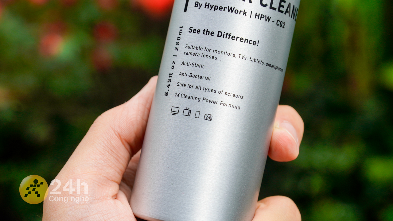 Những thông tin được in trên chai xịt vệ sinh Hyper Cleaner.