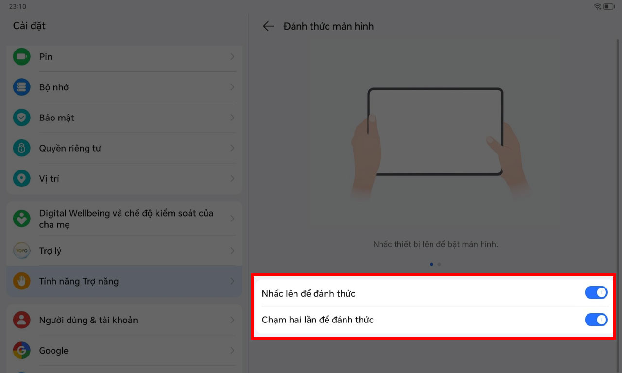 Cách bật chạm 2 lần để mở màn hình Honor Pad X9 Cách bật chạm 2 lần để mở màn hình Honor Pad X9