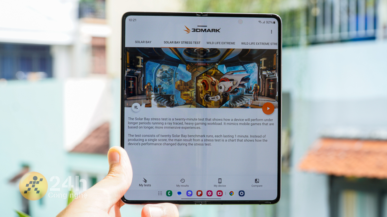 Galaxy Z Fold5 ở One UI 6.0 cho kết quả ấn tượng ở bài test 3DMark Solar Bay Stress Test.