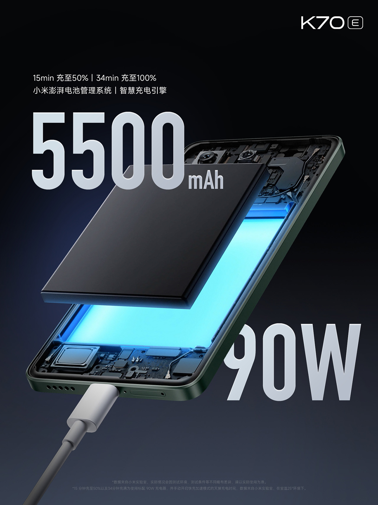 Redmi K70E có viên pin khủng 5.500 mAh