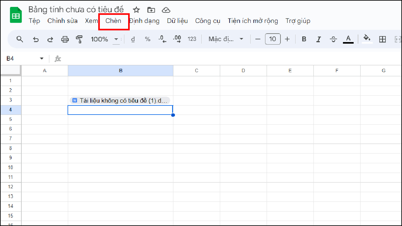 Cách chèn file Word vào Google Sheets