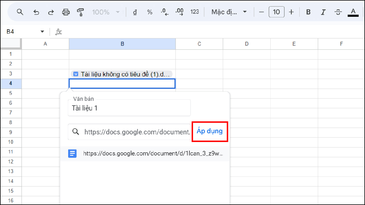 Cách chèn file Word vào Google Sheets